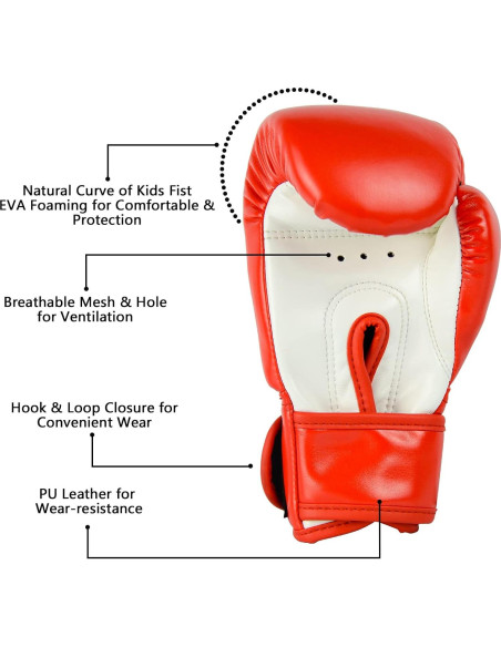Guantes de Boxeo para Niños Cheerwing 4oz Rojo Entrenamiento