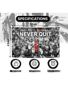Bandera motivacional LUIVU 3x5 pies poliéster Never Quit 2