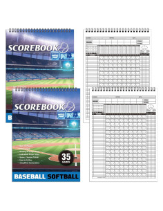 Libros de Puntuación de Béisbol Qilery - 2 Pcs, 35 Juegos, 29.5x21 cm