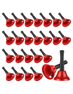 24 Campanas de Mano Rojas con Mango de Madera para Eventos