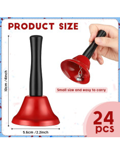 24 Campanas de Mano Rojas con Mango de Madera para Eventos 2