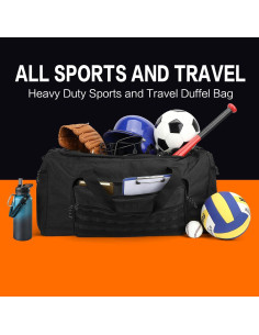 Bolsa de gimnasio táctica 125L negra unisex con compartimento para zapatos 2