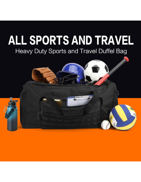 Bolsa de gimnasio táctica 125L negra unisex con compartimento para zapatos