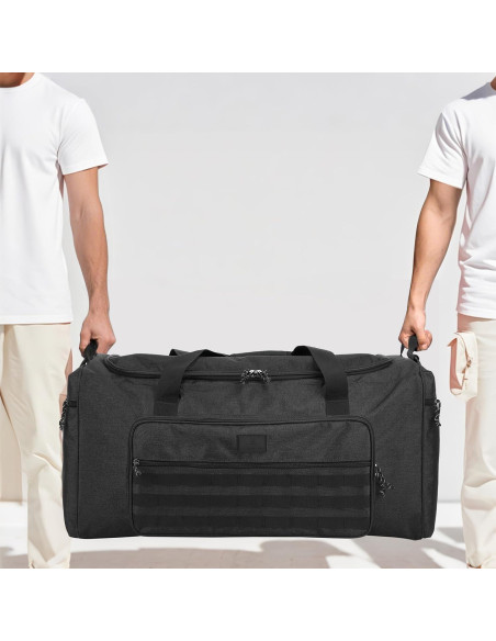 Bolsa de gimnasio táctica 125L negra unisex con compartimento para zapatos