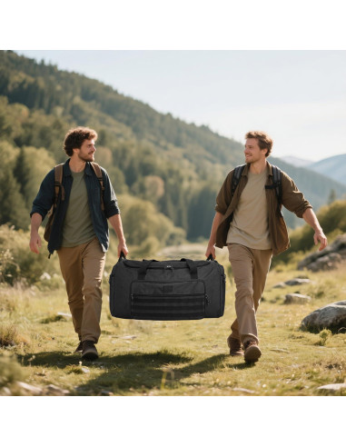 Bolsa de gimnasio táctica 125L negra unisex con compartimento para zapatos