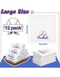 12 Toallas de Mano de Algodón FuWeave Béisbol 35x35 cm 2