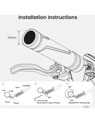 Espejo Retrovisor de Manillar Aventon Ajustable 360 Negro