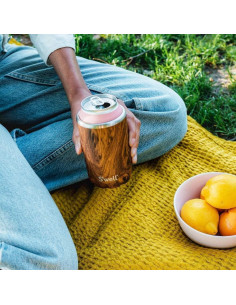 Enfriador de Bebidas S'well Acero Inoxidable 12oz Madera Teak 2