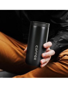 Taza de Viaje Aislada Wulisan 400ml Negra a Prueba de Fugas 2