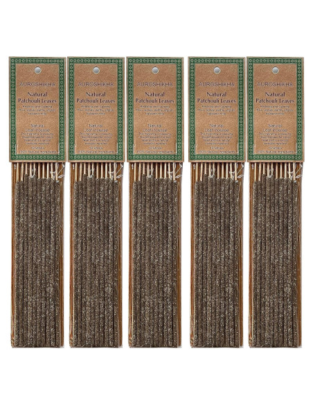 Incienso Natural Auroshikha Pachulí - 50 Varitas (5 Paquetes)