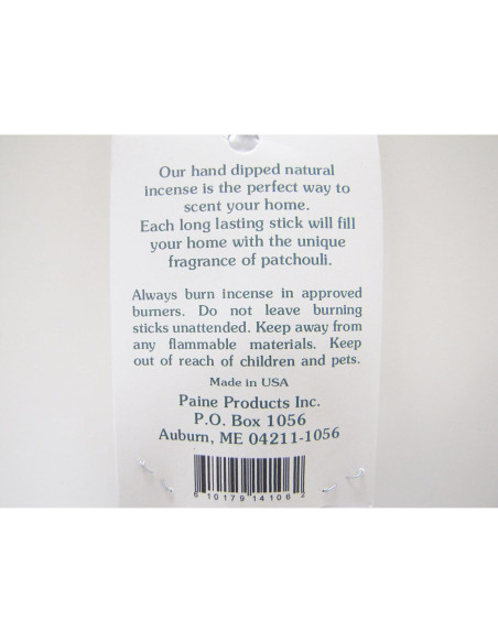 20 Varitas de Incienso Natural Patchouli 28 cm Paine's