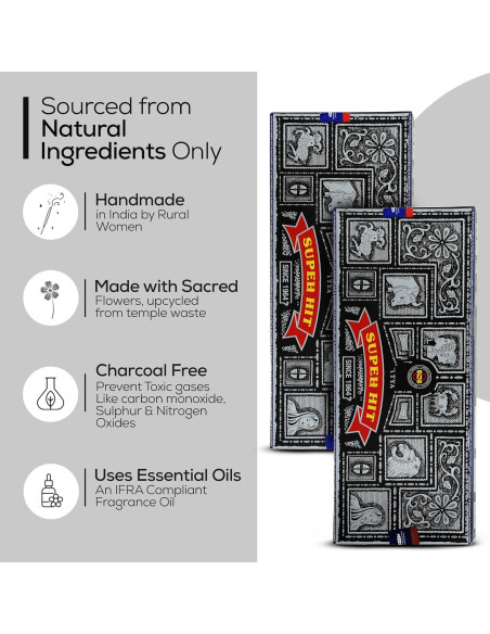 Varitas de Incienso Satya Super Hit 200g + Soporte de Madera