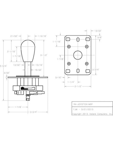 Joystick Arcade Mag-Stik-Plus Rojo 4/8 Vías Intercambiable
