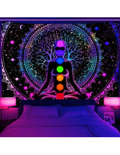 Tapiz Mandala Chakra Ine Ive 203x152cm UV Reactivo para Yoga 2