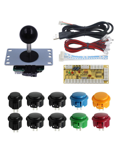 Kit Controlador Joystick Arcade SJ@JX 10 Botones USB
