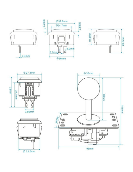 Kit Controlador Joystick Arcade SJ@JX 10 Botones USB