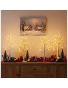 EAMBRITE Árbol de Abedul Iluminado LED 0.61 m - Paquete de 4 2