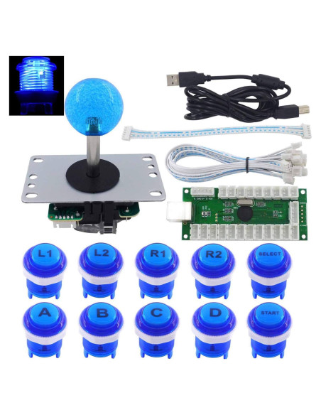 Kit Arcade Stick SJ@JX 10 Botones LED USB para PC