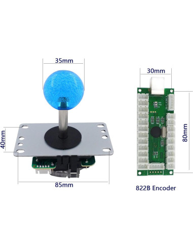 Kit Arcade Stick SJ@JX 10 Botones LED USB para PC