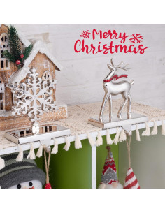 Soportes para Calcetines de Navidad Minetom, Juego de 2 Reno y Copo de Nieve 2