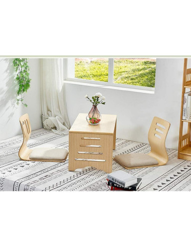 Silla de Suelo HYMIC Beige con Espuma de Memoria 46x37 cm