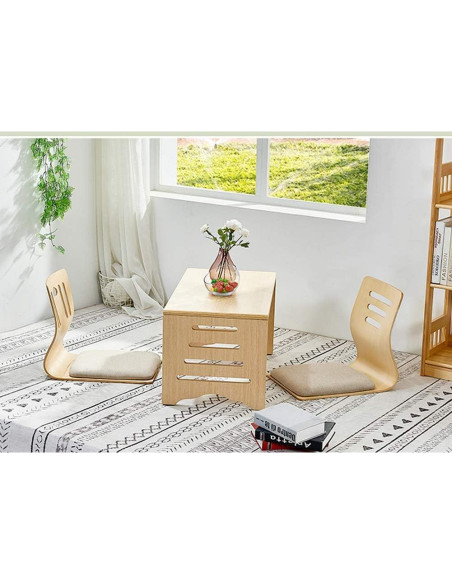 Silla de Suelo HYMIC Beige con Espuma de Memoria 46x37 cm