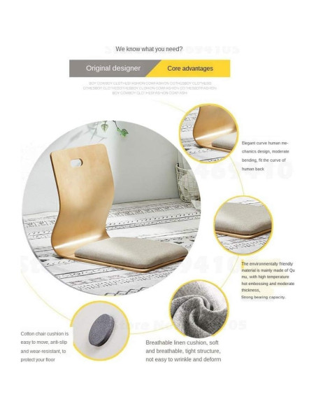 Silla de Suelo HYMIC Beige con Espuma de Memoria 46x37 cm