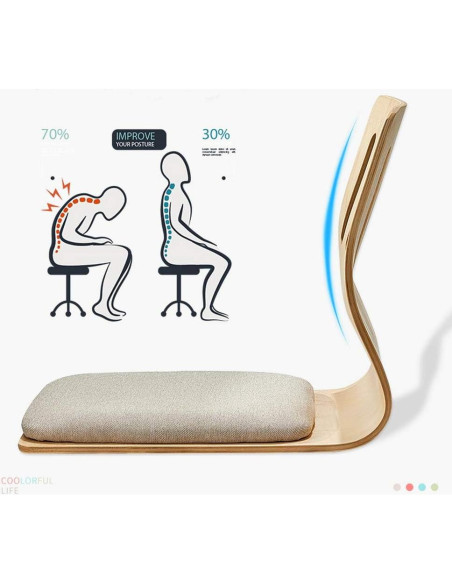 Silla de Suelo HYMIC Beige con Espuma de Memoria 46x37 cm