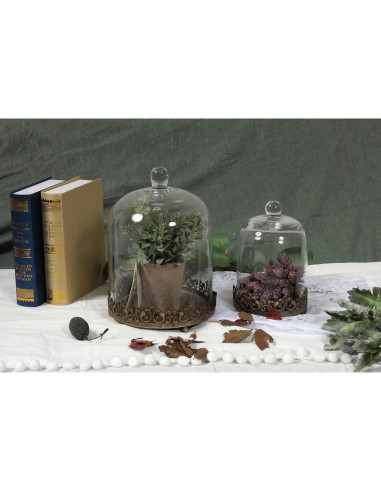 Dome de vidrio grande y resistente Genérico 30.48 cm dorado - Juego de 2