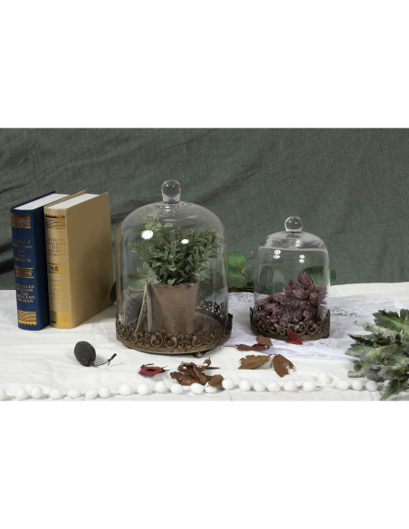 Dome de vidrio grande y resistente Genérico 30.48 cm dorado - Juego de 2