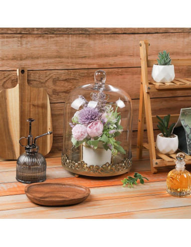 Dome de vidrio grande y resistente Genérico 30.48 cm dorado - Juego de 2