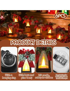 Juego de 6 Mini Faroles LED Decorativos Navideños Baquler 2