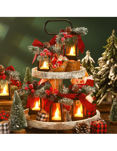 Juego de 6 Mini Faroles LED Decorativos Navideños Baquler