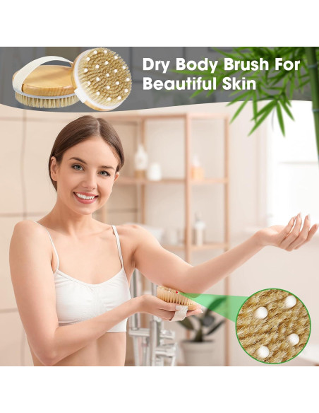 Gejoy 5 Pcs Cepillo Corporal Exfoliante de Madera 11x11 cm