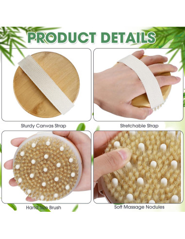 Gejoy 5 Pcs Cepillo Corporal Exfoliante de Madera 11x11 cm