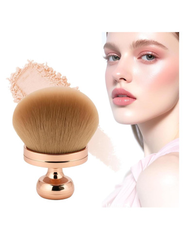 Brocha de Maquillaje Corporal Grande BIGKASI Oro Rosa 74mm