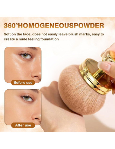 Brocha de Maquillaje Corporal Grande BIGKASI Oro Rosa 74mm