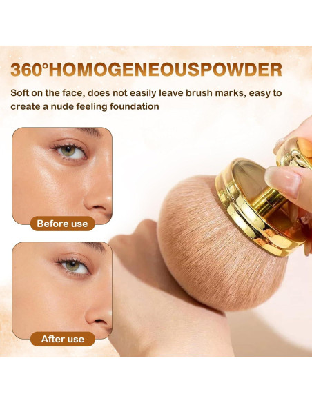 Brocha de Maquillaje Corporal Grande BIGKASI Oro Rosa 74mm