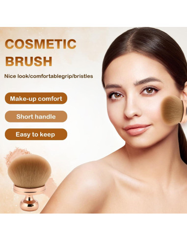 Brocha de Maquillaje Corporal Grande BIGKASI Oro Rosa 74mm