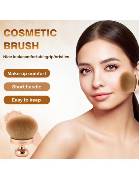 Brocha de Maquillaje Corporal Grande BIGKASI Oro Rosa 74mm