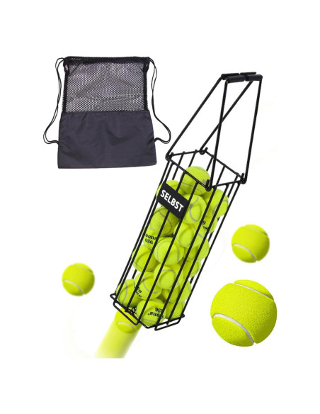 Cesta Recogedora de Pelotas de Tenis Selbst con Bolsa de Malla