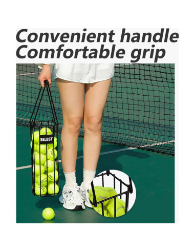 Cesta Recogedora de Pelotas de Tenis Selbst con Bolsa de Malla