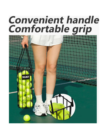 Cesta Recogedora de Pelotas de Tenis Selbst con Bolsa de Malla