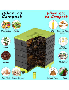 Compostador de Lombrices TOP XIAN 5 Bandejas 100L Negro 2