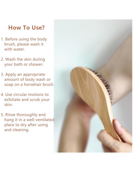 Cepillo Corporal Exfoliante YIOYOODA de Caballo con Mango Curvado 24.89 cm