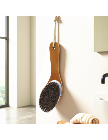 Cepillo Corporal Exfoliante YIOYOODA de Caballo con Mango Curvado 24.89 cm