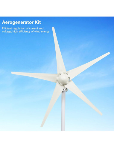 Generador Eólico Awjaisca 1200W Blanco, 5 Palas, Resistente