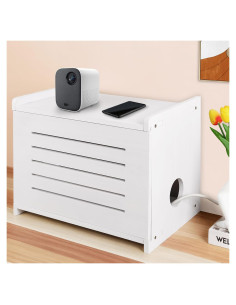 Estante de Madera BEARUT para Router y Proyector Blanco