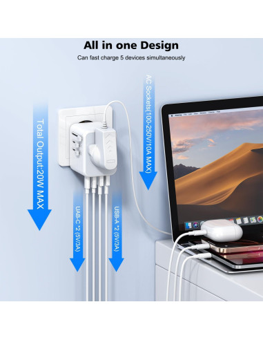 Adaptador de Viaje Universal 20W DONGGUAN 2 Puertos USB-C y A