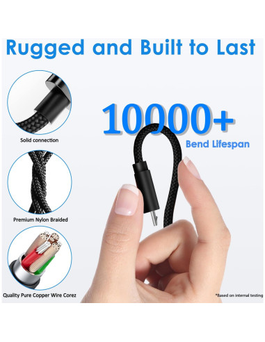 Cable de Carga Micro USB TCKN 2m para PS4, Xbox One, Roku